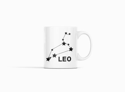 Leo stars- zodiac themed printed ceramic white coffee and tea mugs/ cups for astrology lovers
