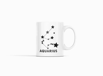 Aquarius stars- zodiac themed printed ceramic white coffee and tea mugs/ cups for astrology lovers
