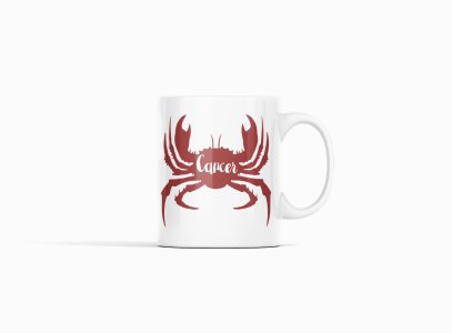 Cancer design (BG Brown)- zodiac themed printed ceramic white coffee and tea mugs/ cups for astrology lovers