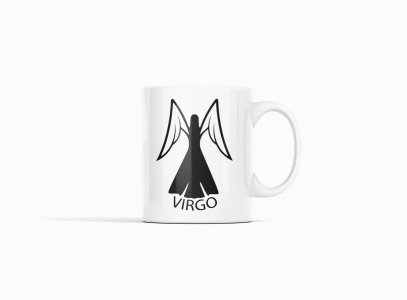 Virgo (Symbol) - zodiac themed printed ceramic white coffee and tea mugs/ cups for astrology lovers