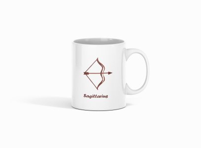 Sagittarius (BG Brown)- zodiac themed printed ceramic white coffee and tea mugs/ cups for astrology lovers