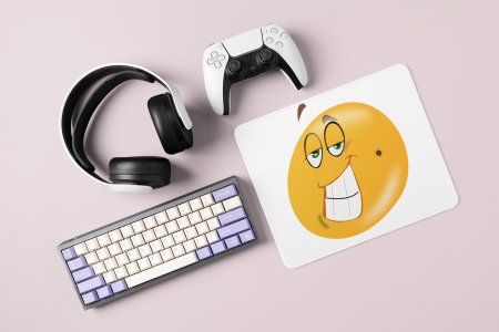Naughty Smiling Emoji- Emoji Printed Mousepad For Emoji Lovers