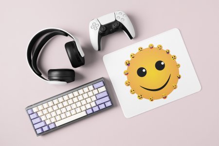 Smiley Face with Many Emoticons- Emoji Printed Mousepad For Emoji Lovers