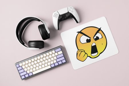Open Mouth Angry Emoji- Emoji Printed Mousepad For Emoji Lovers