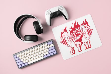 Gym, Red Fire - Printed Mousepads For Gym Lovers