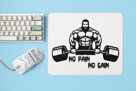No Pain, No Gain, Semi Muscle Man - Printed Mousepads For Gym Lovers