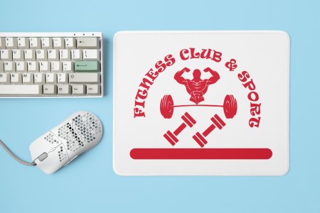 Fitness Club and Sport, (BG Red) - Printed Mousepads For Gym Lovers