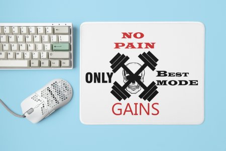 No Pain, Only Beat Mode Gains, (BG Red and Black) - Printed Mousepads For Gym Lovers