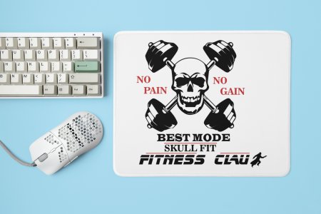 No Pain, No Gain, Best Mode, Skull Fit, Fitness Claus - Printed Mousepads For Gym Lovers
