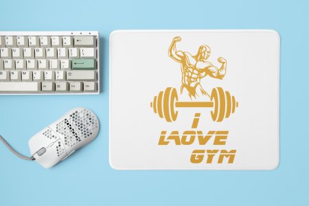 I Love Gym, (BG Golden) - Printed Mousepads For Gym Lovers