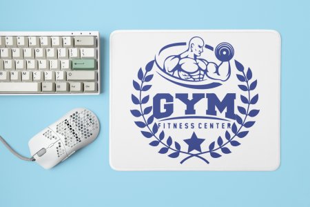 Gym, Fitness Center, Blue Leaves - Printed Mousepads For Gym Lovers