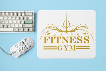 Fitness Gym, 2 Dashes (BG Golden) - Printed Mousepads For Gym Lovers