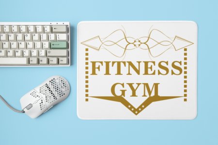 Fitness Gym, (BG Golden) - Printed Mousepads For Gym Lovers