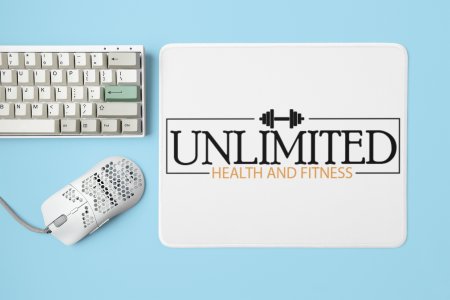 Health and Fitness,Unlimited, (BG Orange) - Printed Mousepads For Gym Lovers