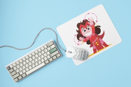 Red baby girl standing - Printed animated creature Mousepads