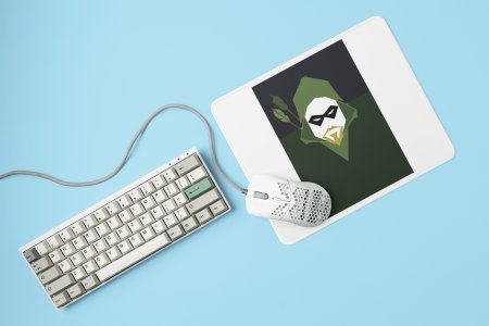 Green hoodie man - Printed animated creature Mousepads