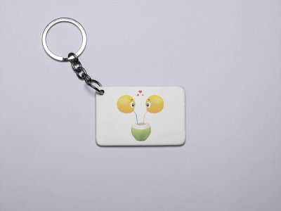 Loveable Emoji Couple Drinking Coconut Water- Emoji Printed Keychains For Emoji Lovers(Pack Of 2)