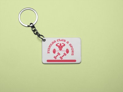 Fitness Club and Sport, (BG Red) - Printed Keychains for gym lovers