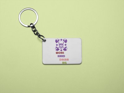 Work Hard, Dream Big, (BG Violet Skull) - Printed Keychains for gym lovers(Pack of 2)