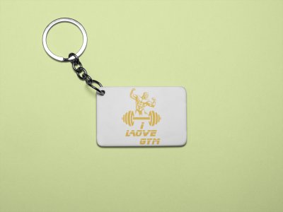 I Love Gym, (BG Golden) - Printed Keychains for gym lovers(Pack of 2)