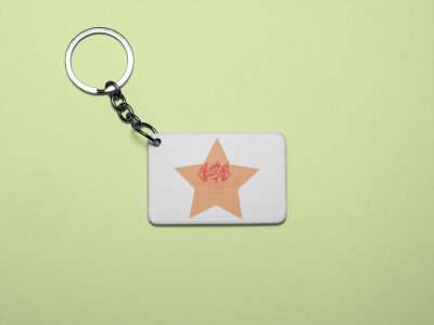 Fitness Club, Power Your Body, (BG Star Orange) - Printed Keychains for gym lovers(Pack of 2)