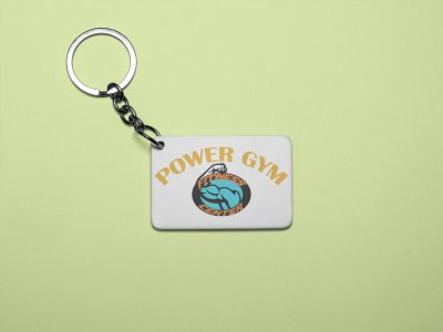 Power Gym, Fitness Center, (BG Yellow, Orange and White) - Printed Keychains for gym lovers(Pack of 2)