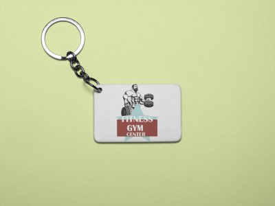 Fitness Gym Center, (BG White and Brown) - Printed Keychains for gym lovers(Pack of 2)