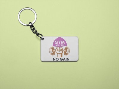 Gym, No Pain, No Gain, (BG Brown, Violet and Black) - Printed Keychains for gym lovers(Pack of 2)