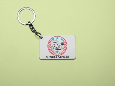Fitness Center, Red Leaves Inside The Circle - Printed Keychains for gym lovers(Pack of 2)