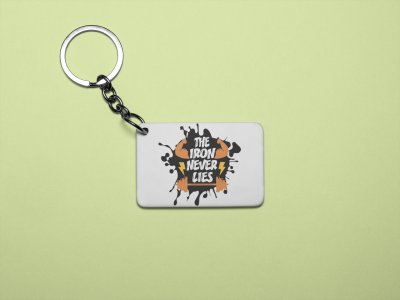 The Iron Never Lies, (BG White, Brown and Black) - Printed Keychains for gym lovers(Pack of 2)