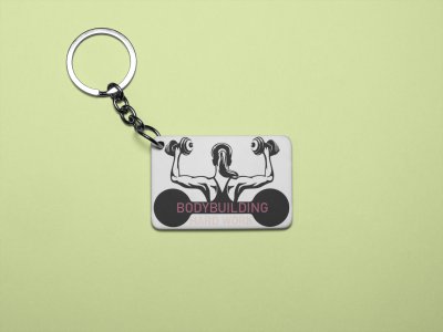Bodybuilding Hardwork, A Girl Lifts Dumble, Bodybuilding (Cherry, Peech) - Printed Keychains for gym lovers(Pack of 2)