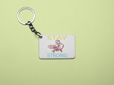 Stay Strong, (BG Yellow and White) - Printed Keychains for gym lovers(Pack of 2)