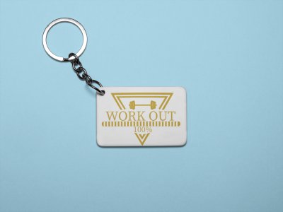 Workout 100%, (BG Golden) - Printed Keychains for gym lovers(Pack of 2)