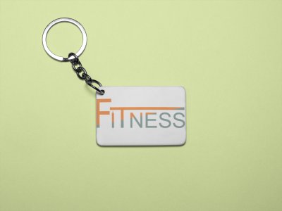 Fitness, (BG Orange and Grey) - Printed Keychains for gym lovers(Pack of 2)