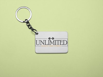 Health and Fitness,Unlimited, (BG Orange) - Printed Keychains for gym lovers(Pack of 2)