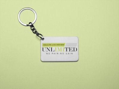 Health and Fitness, Unlimited, No Pain, No Gain, (BG Green and Black) - Printed Keychains for gym lovers(Pack of 2)