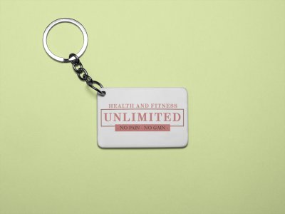 Heath and Fitness, Unlimited, No Pain, No Gain, (BG Light Brown)-Printed Keychains for gym lovers(Pack of 2)