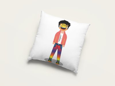 A Young Laughing Emoji - Emoji Printed Pillow Covers For Emoji Lovers(Pack Of Two)