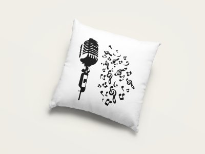 Microphone With Music Notes - Special Printed Pillow Covers For Music Lovers(Combo Set of 2)