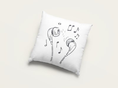 Earphones with Music Notes - Special Printed Pillow Covers For Music Lovers(Combo Set of 2)