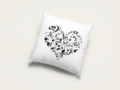 Musical instrument (Black) Printed In Heart- Special Printed Pillow Covers For Music Lovers(Combo Set of 2)
