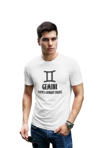 Gemini, playful and adorably erratic (White T) - Printed Zodiac Sign Tshirts - Made especially for astrology lovers people
