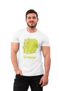Gemini (BG Green) (White T) - Printed Zodiac Sign Tshirts - Made especially for astrology lovers people