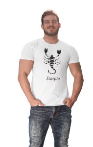 Scorpio (BG Black) (White T) - Printed Zodiac Sign Tshirts - Made especially for astrology lovers people
