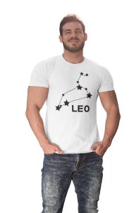 Leo stars (BG Black) (White T) - Printed Zodiac Sign Tshirts - Made especially for astrology lovers people