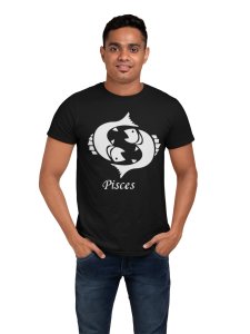 Pisces symbol (BG white) - Printed Zodiac Sign Tshirts - Made especially for astrology lovers people