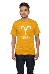 Aries (Yellow T) - Printed Zodiac Sign Tshirts - Made especially for astrology lovers people
