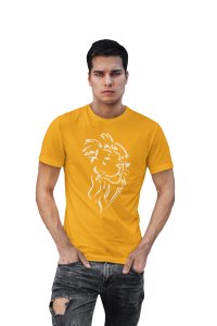 Lion face White Liner (Yellow T) - Printed Zodiac Sign Tshirts - Made especially for astrology lovers people