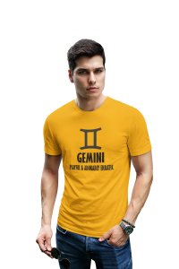 Gemini, playful and adorably erratic (BG black) (Yellow T) - Printed Zodiac Sign Tshirts - Made especially for astrology lovers people