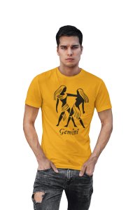 Gemini (BG Black) (Yellow T) - Printed Zodiac Sign Tshirts - Made especially for astrology lovers people